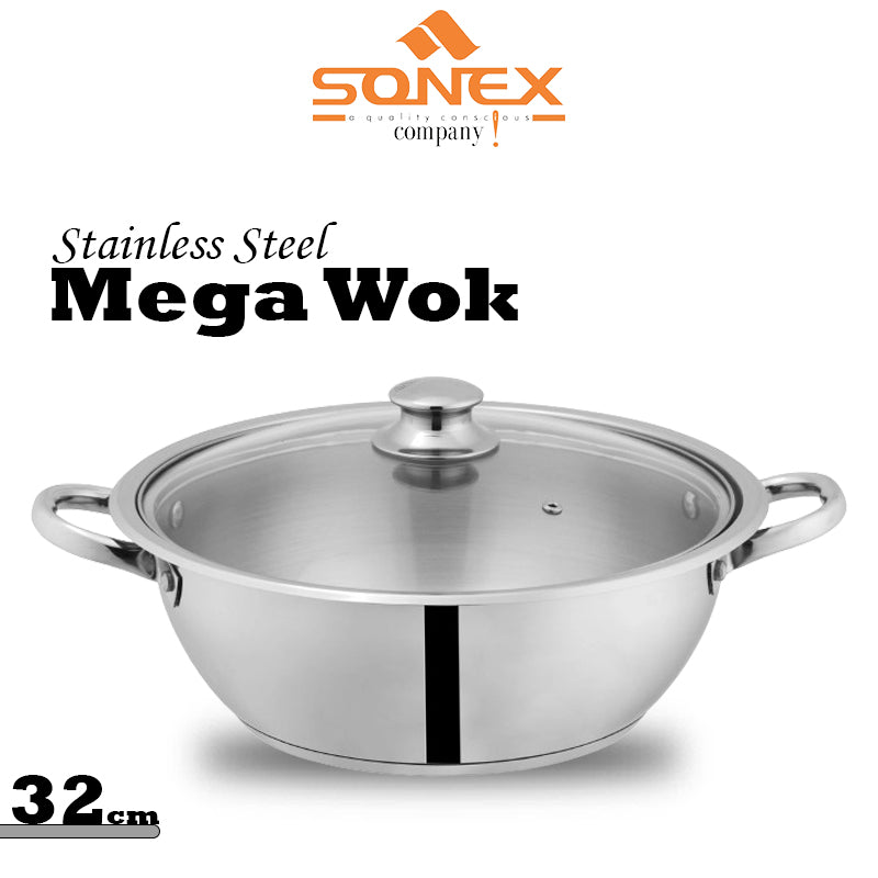 Sonex Mega Wok Glass Lid (Stainless Steel)