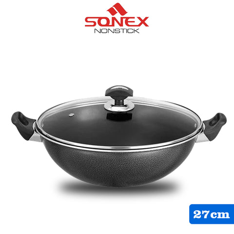 Sonex GL Cooking Wok/کڑاہی with (Glass Lid)