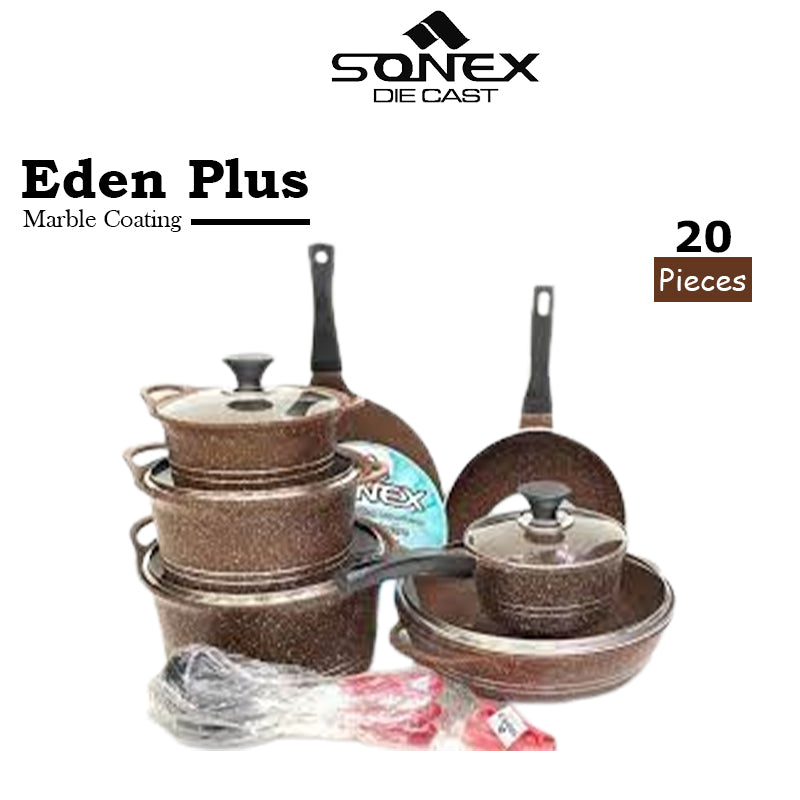 Sonex Eden Plus Gift Pack 20PCs with (Glass Lid)- Marble Coating