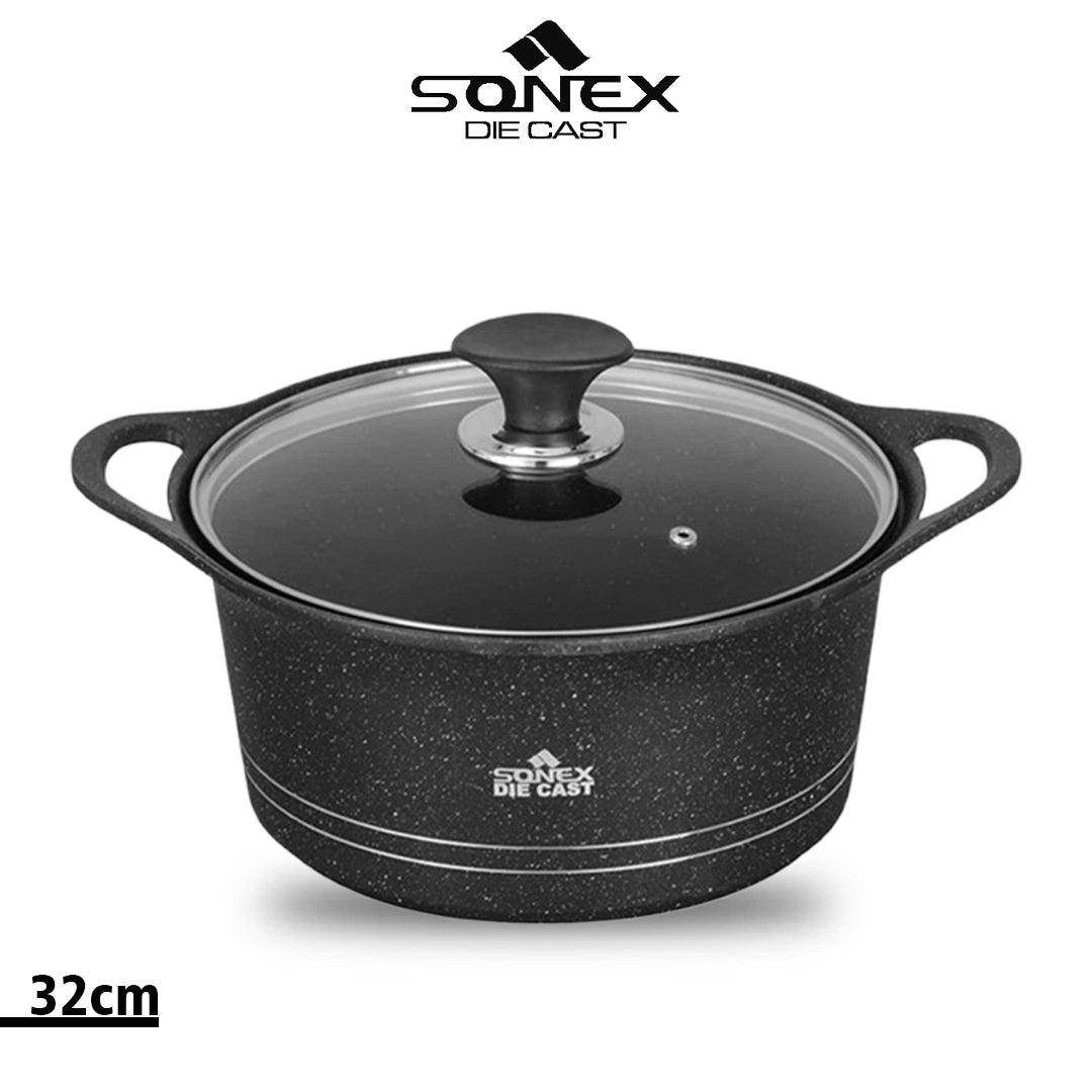 Sonex Die Cast Eden Pot with Glass Lid - (Marble Coating)