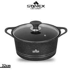 Sonex Die Cast Eden Pot with Glass Lid - (Marble Coating)