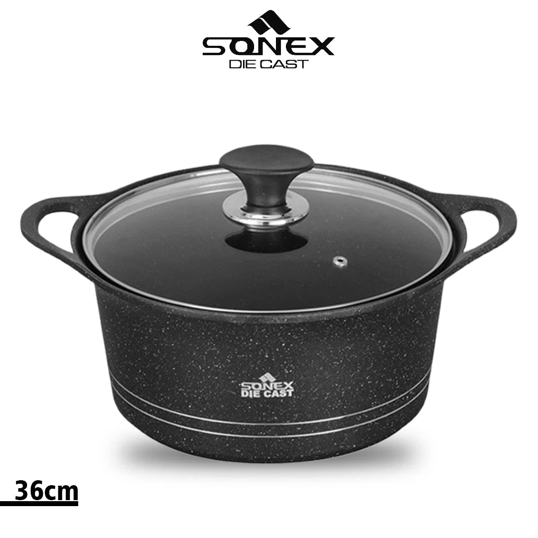 Sonex Die Cast Eden Pot with Glass Lid - (Marble Coating)