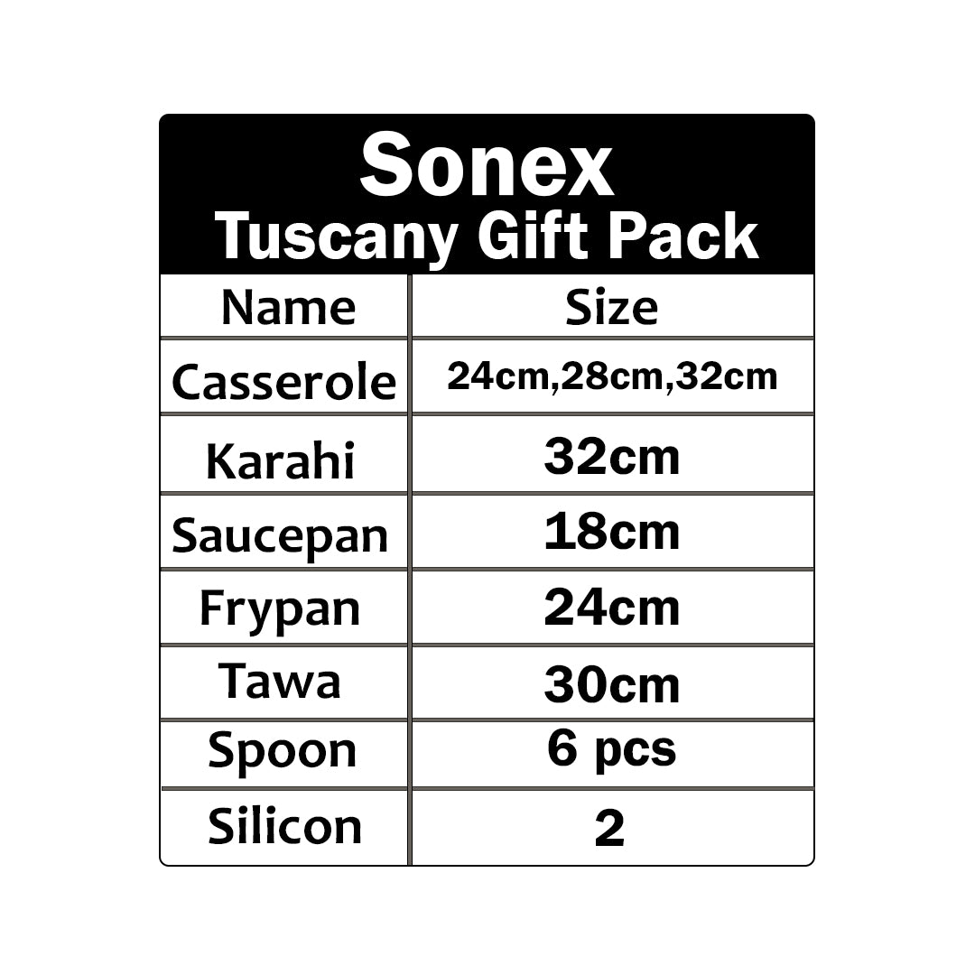 Sonex Die Cast TUSCANY Gift Pack 20pcs Big Size Pots (with Glass Lid) - Marble Coating