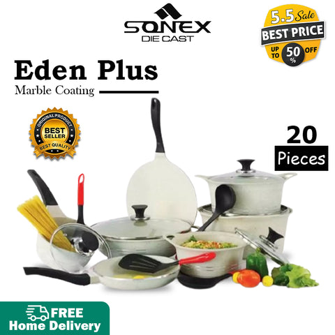 Sonex Eden Plus Gift Pack 20PCs with (Glass Lid)- Marble Coating