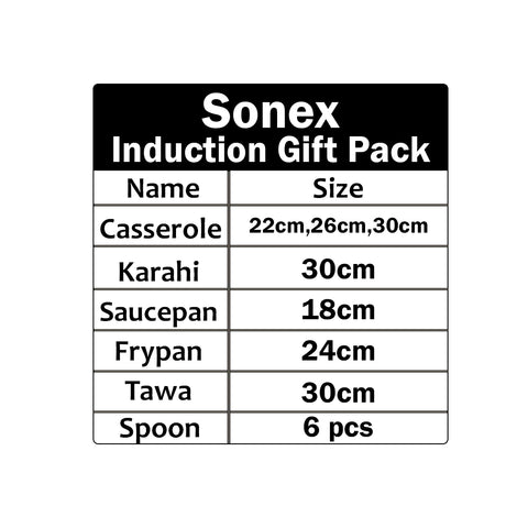 Sonex Nonstick Induction Gift Pack with (Glass Lid) - 19pcs Set