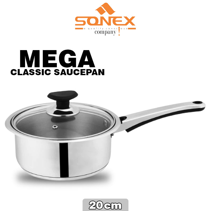 Sonex Mega Classic Saucepan (Stainless Steel)- Size(16,18,20cm)