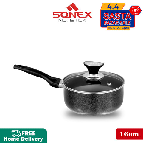 Sonex Royal Saucepot with (Glass Lid)- Size (16,18,20cm)