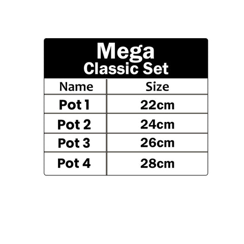 Sonex Stainless Steel Mega Classic Pot Set with (Glass Lid) - 8pcs Set