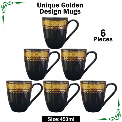 Unique Golden Design Mugs Set-6pcs Set 450ml(Big Size)