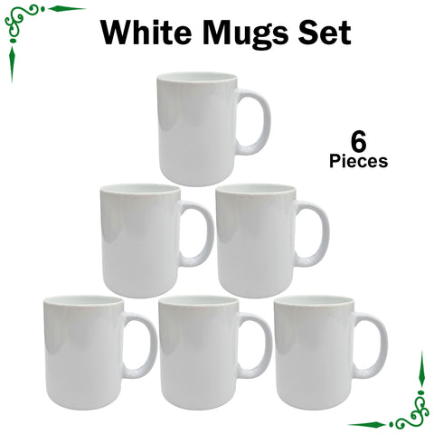 White Mugs Set for Juice Tea and Coffee- 6pcs Set